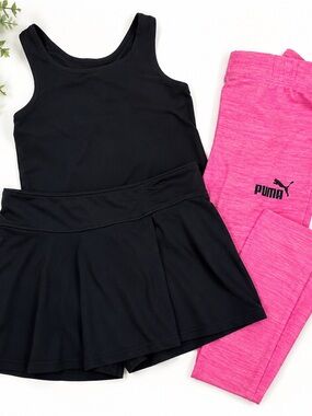 Girls 3PC Athletic Bundle Abercrombie YPB Skort Puma Leggings Size 5/6